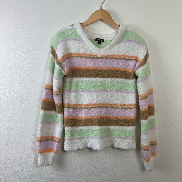 Art Class Fuzzy Striped Sweater Girl size 14/16 - Picture 1 of 5